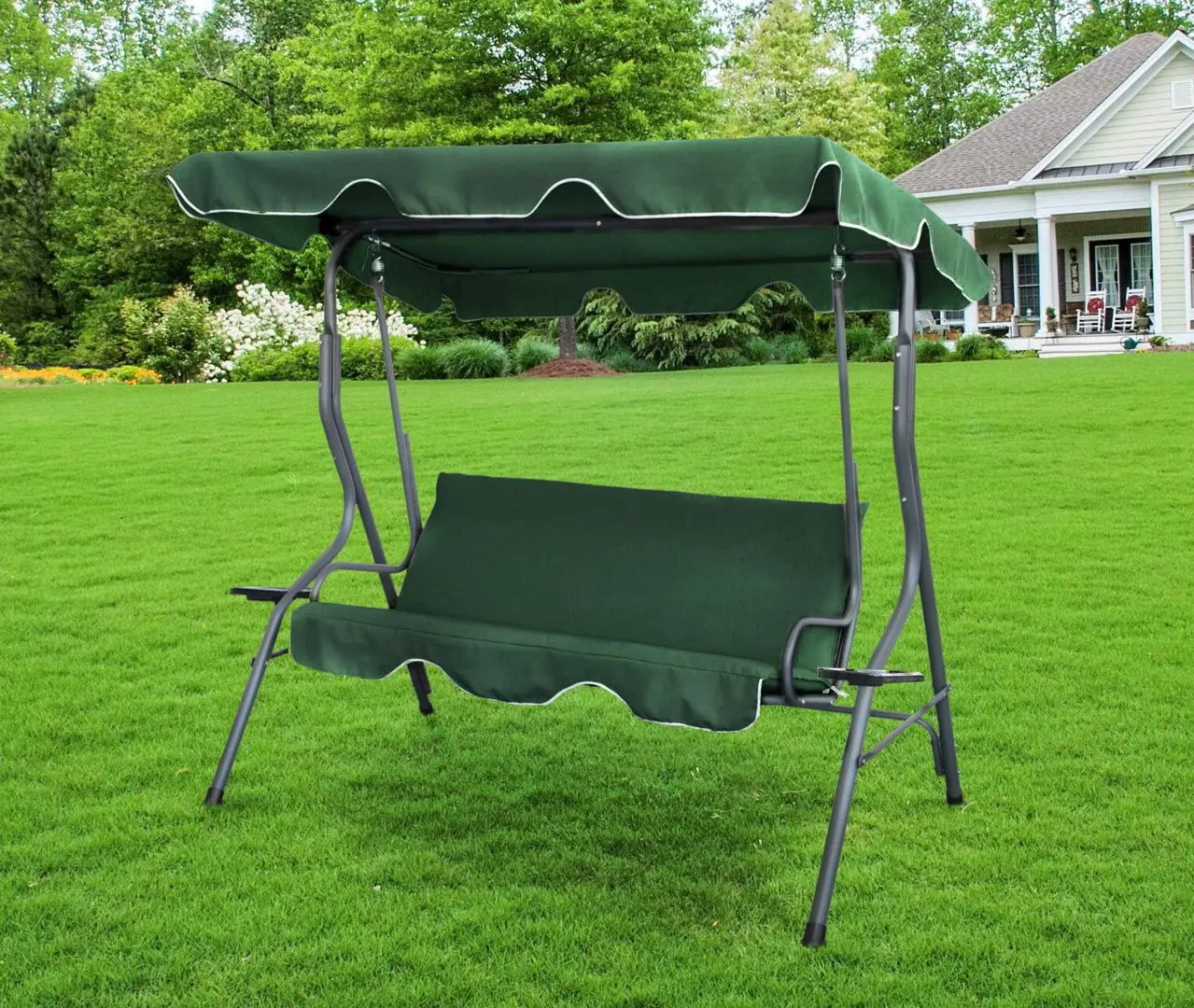 Скамья-качели с тентом GardenLine KRE0742 (Green/Grey)