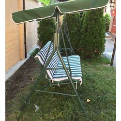 Скамья-качели с тентом Green Bay Myconos (Green/White) Thumb