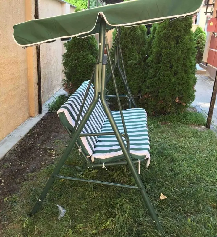 Скамья-качели с тентом Green Bay Myconos (Green/White) - 4