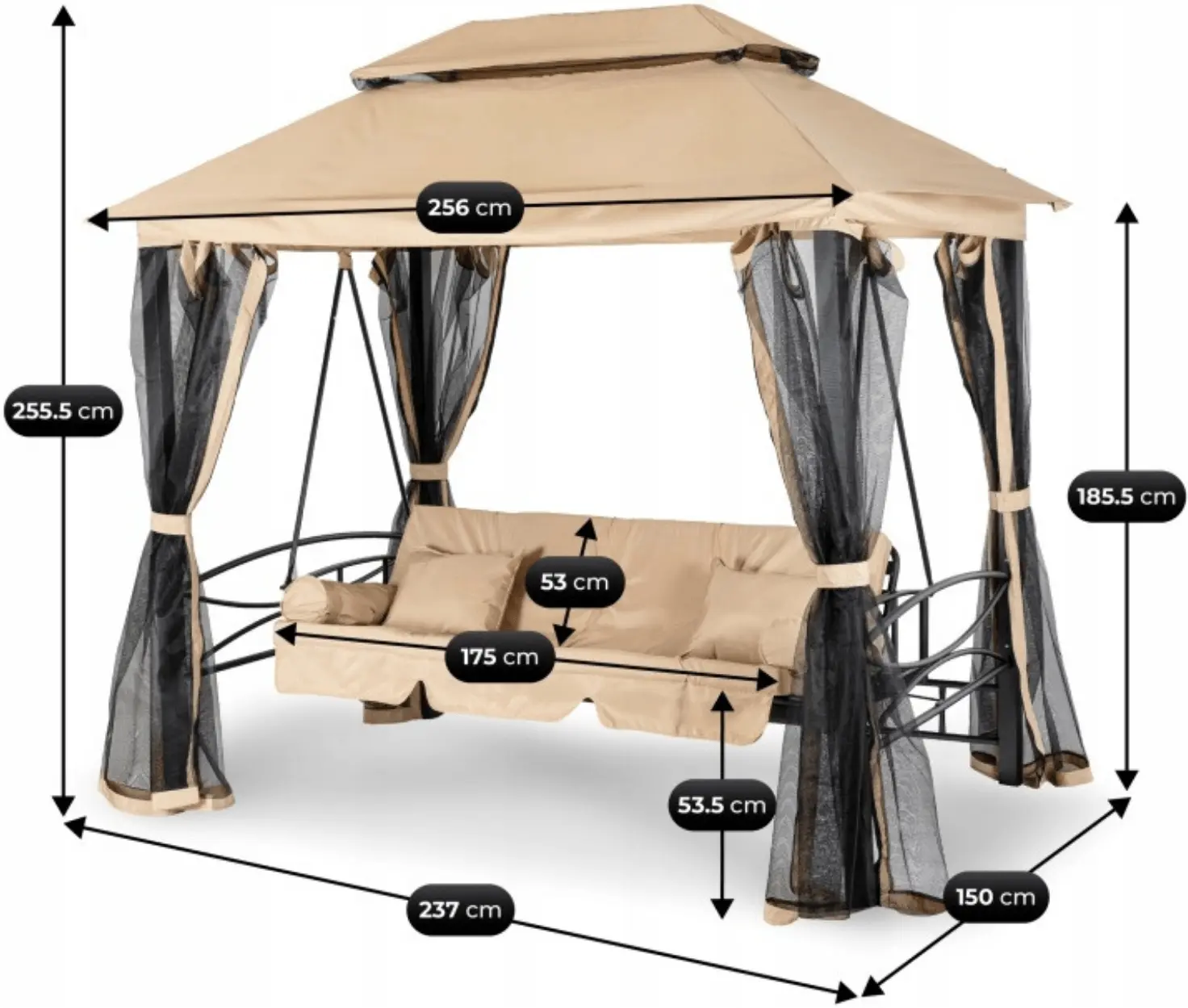 Садовые качели Mebel Elite Carmen (Beige/Black) - 10