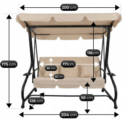 Садовые качели Mebel Elite Narciso (Beige/Black) Thumb