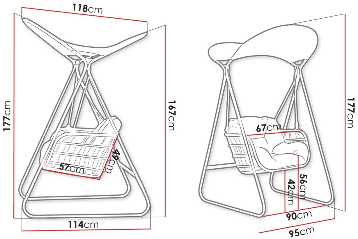 Scaun balansoar Mirjan24 Cykoria/Bali (Anthracite/Black/White)
