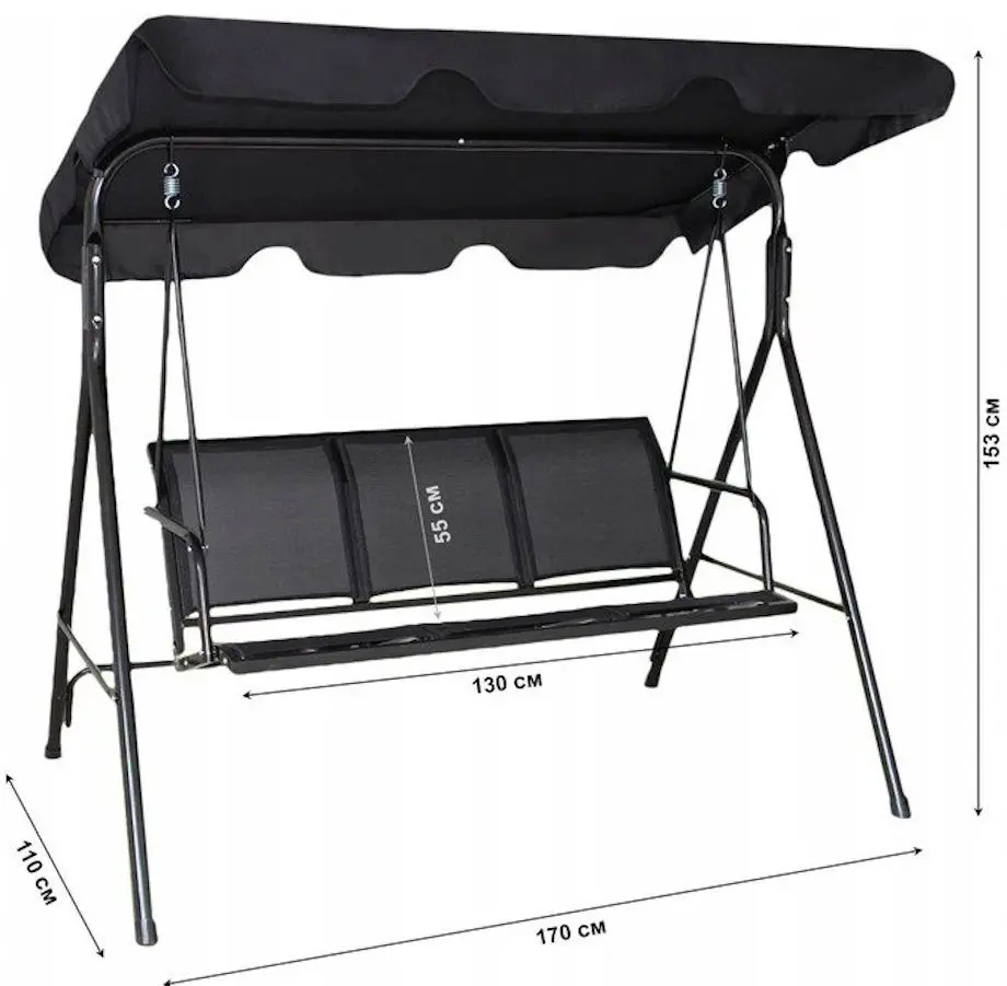 Скамья-качели с тентом Modern Home FR-SW001T (Black) - 6