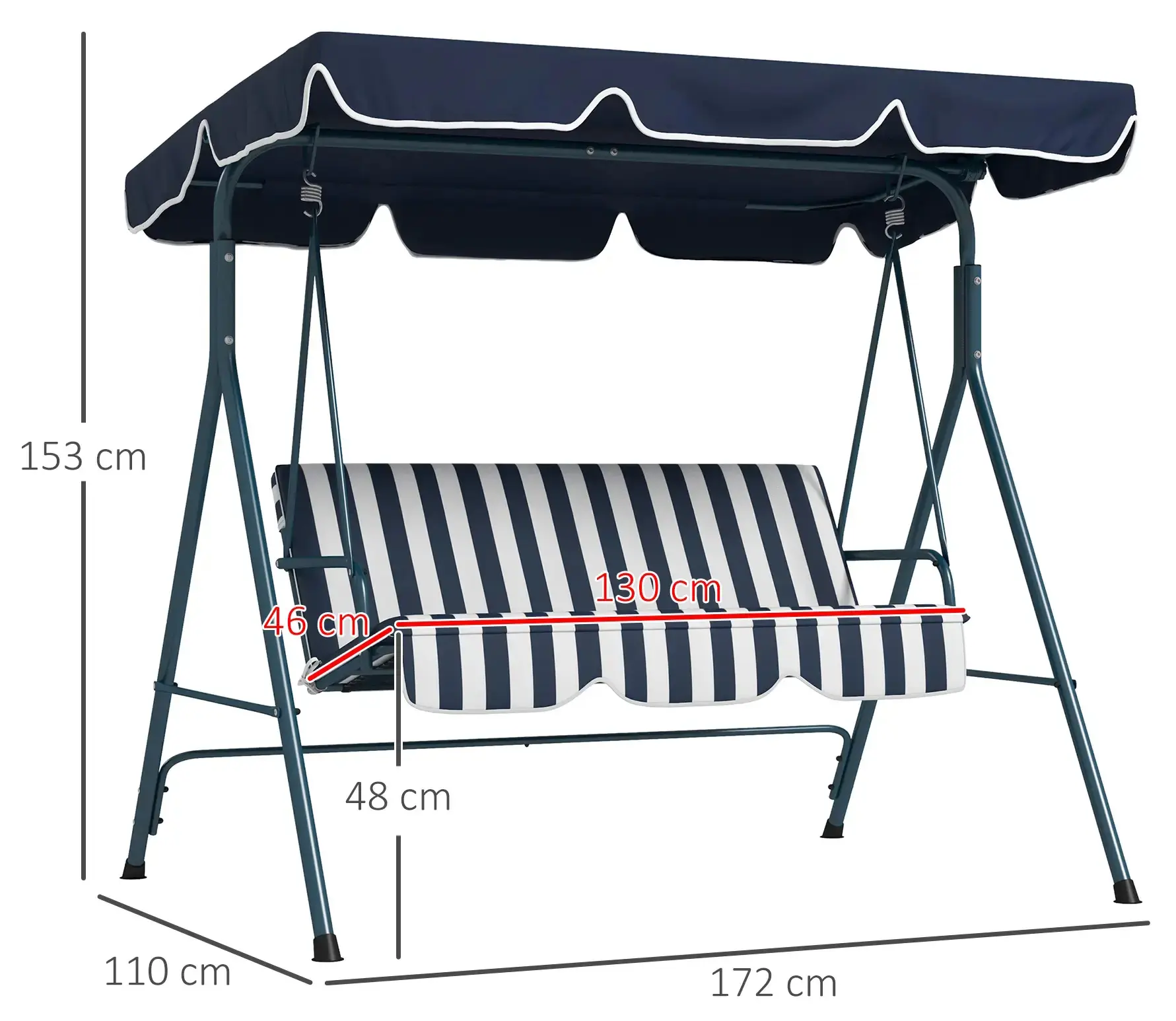 Садовые качели Outsunny 84A-054V03BU (Blue/White) - 4