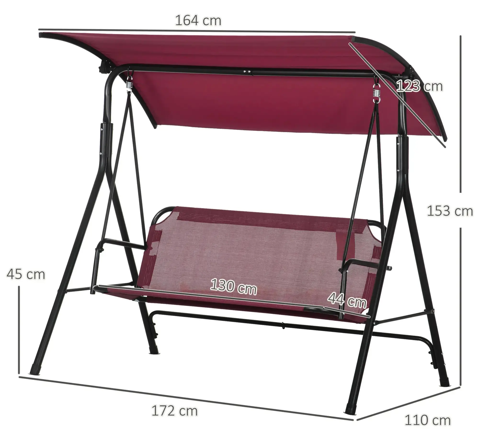 Leagan de gradina Outsunny 84A-054V03WR (Wine Red) - 4