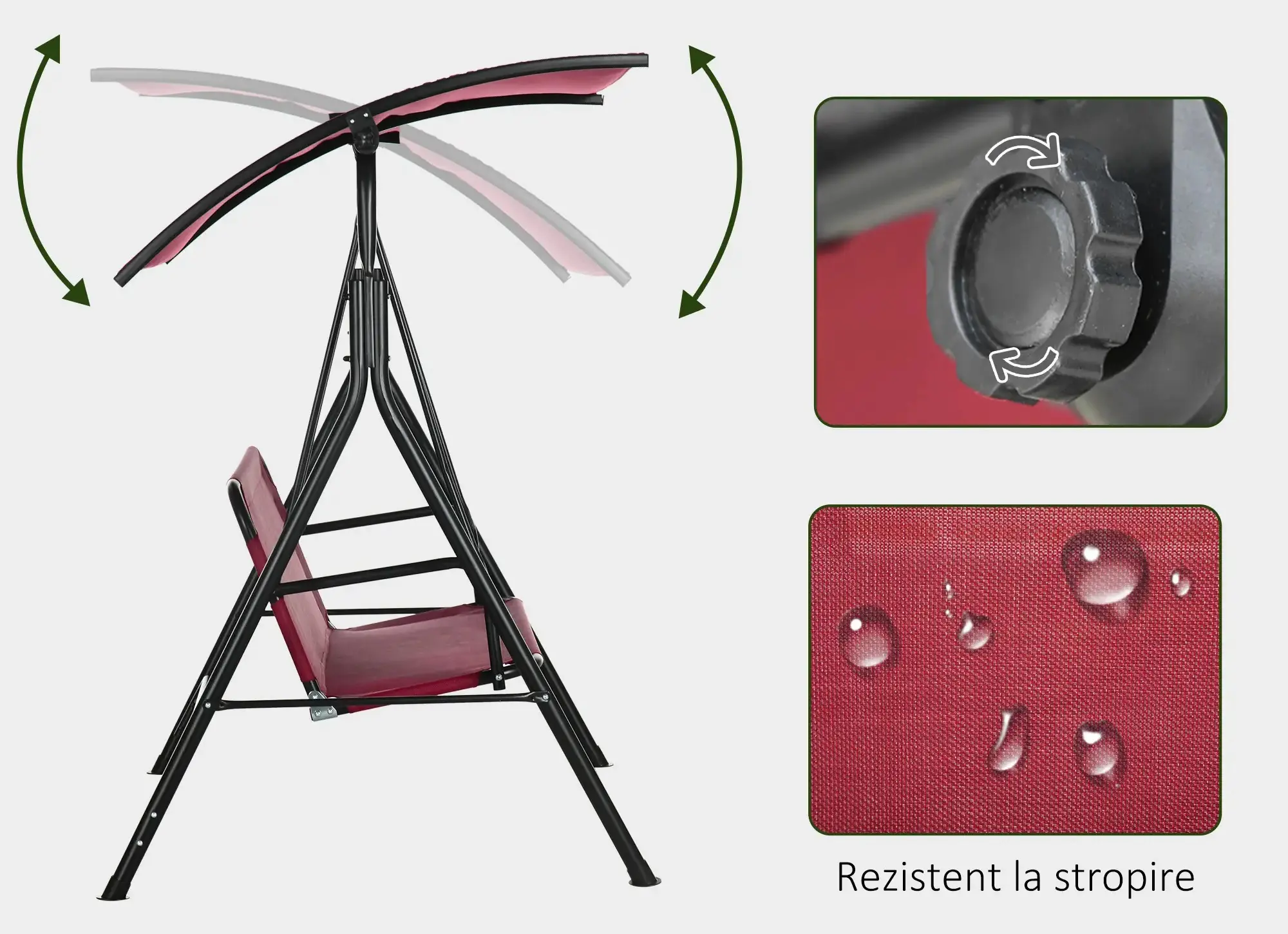 Leagan de gradina Outsunny 84A-054V03WR (Wine Red) - 5