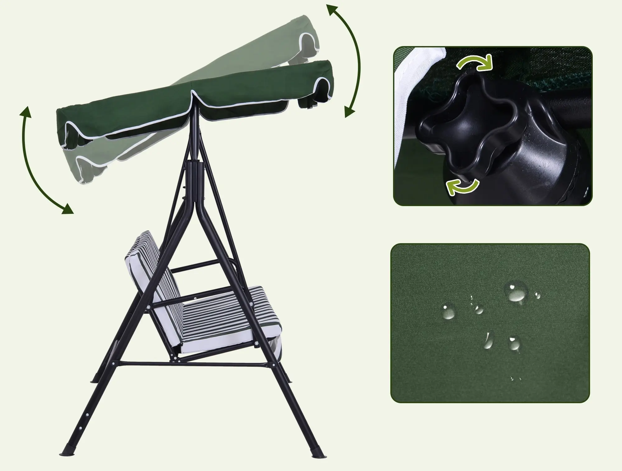 Садовые качели Outsunny 84A-054V05GN (White/Green) - 4