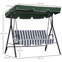 Садовые качели Outsunny 84A-054V05GN (White/Green) Thumb