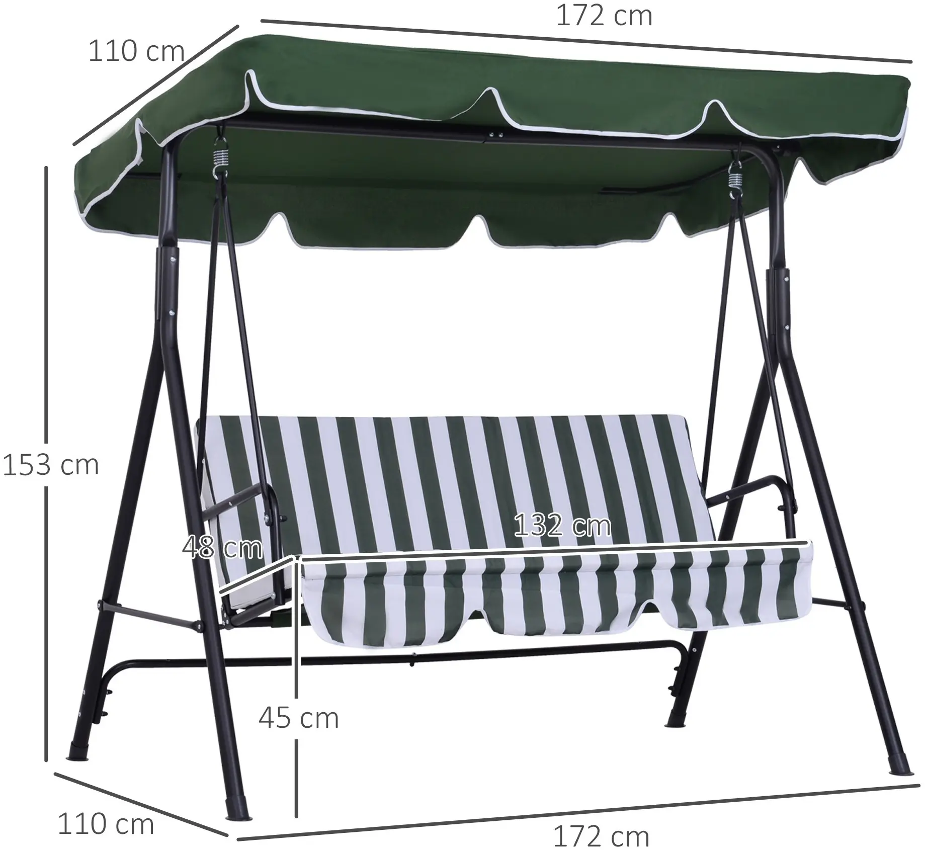 Садовые качели Outsunny 84A-054V05GN (White/Green) - 7