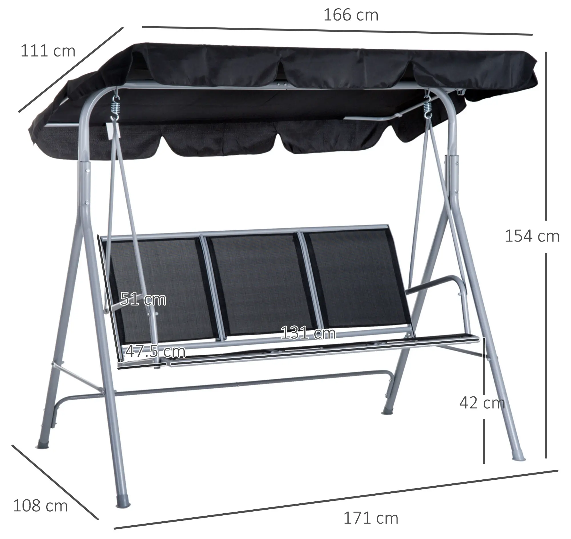 Садовые качели Outsunny 84A-059BK (Black) - 4