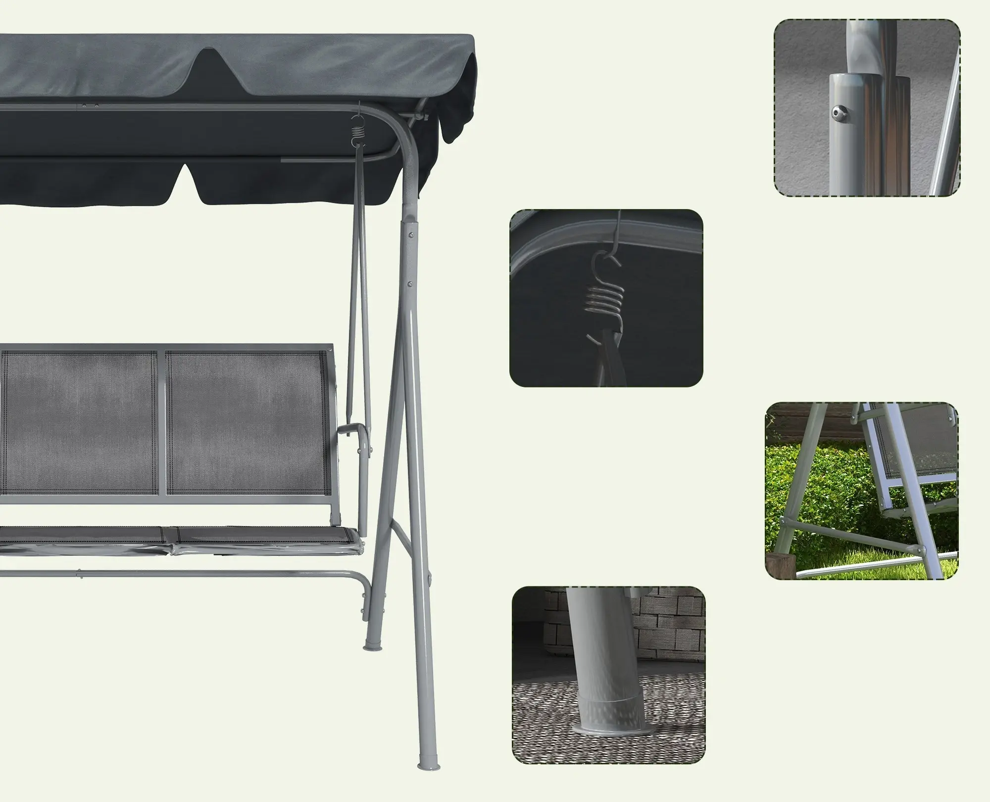 Садовые качели Outsunny 84A-059CG (Dark Grey) - 4