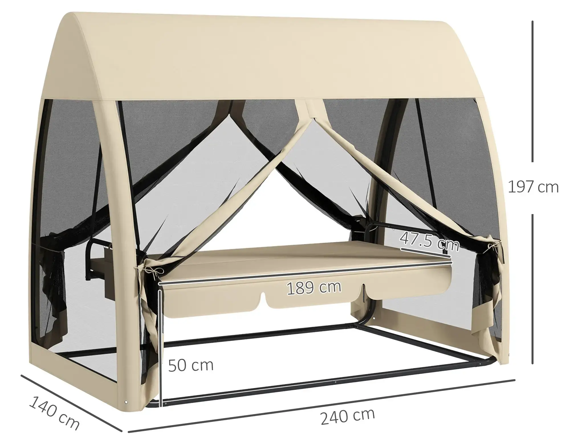 Leagan de gradina Outsunny 84A-063V01CF (Coffee/Charcoal Grey) - 4