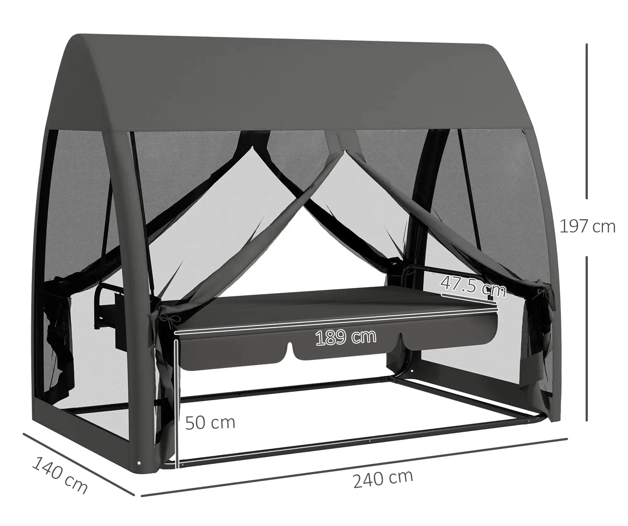 Садовые качели Outsunny 84A-063V01CG (Dark Grey) - 3