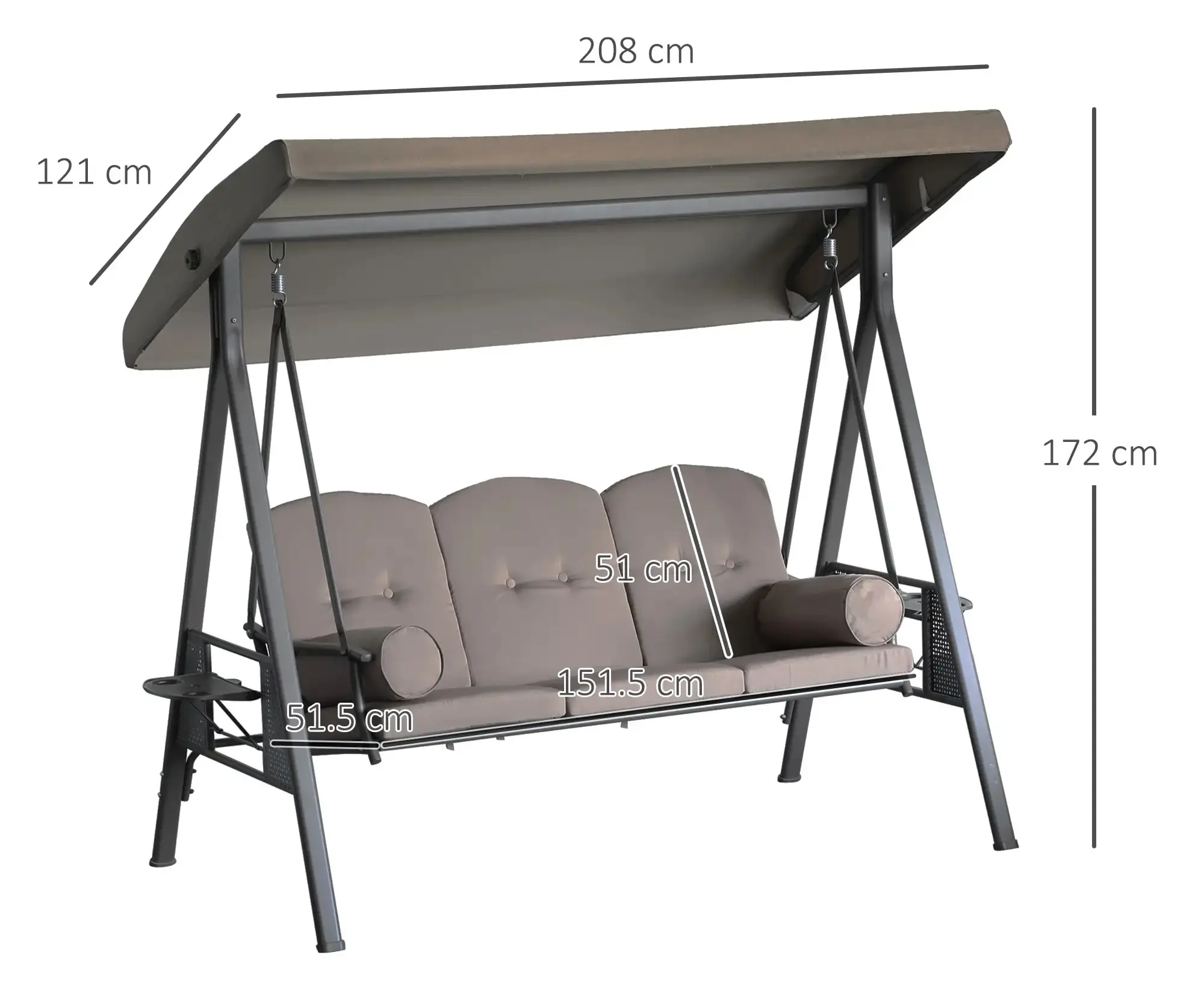 Leagan de gradina Outsunny 84A-068BN (Brown) - 4