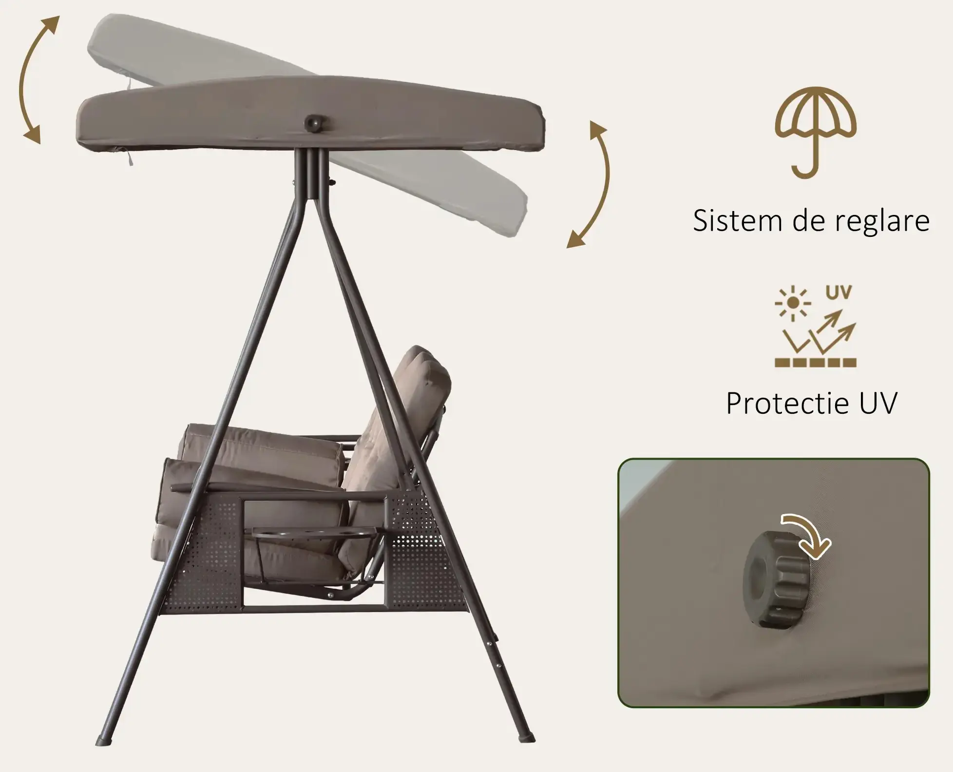 Leagan de gradina Outsunny 84A-068BN (Brown) - 5