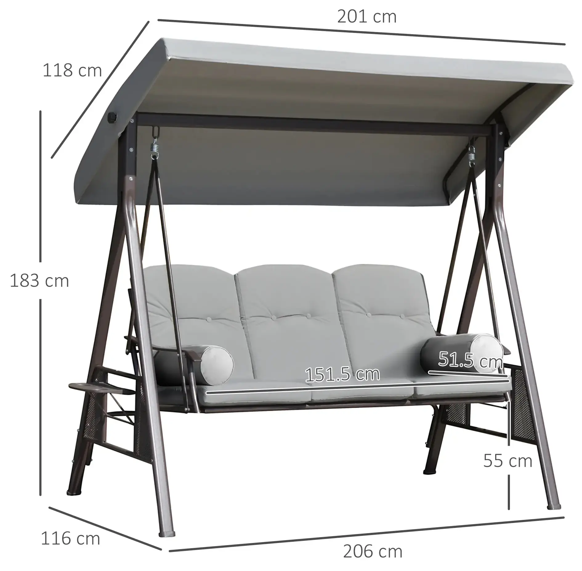 Leagan de gradina Outsunny 84A-068LG (Light Grey) - 4