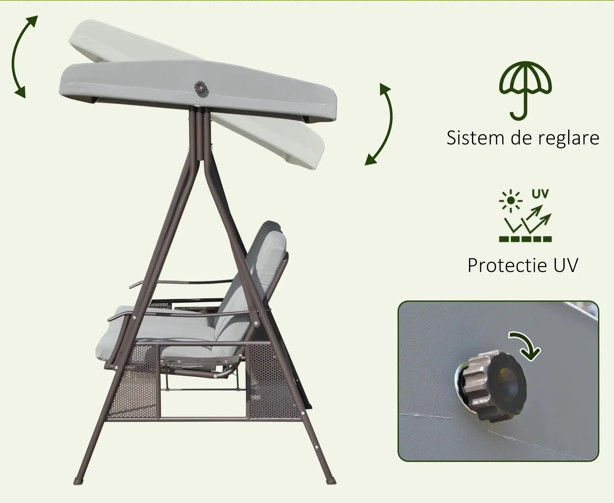 Leagan de gradina Outsunny 84A-068LG (Light Grey) - 7