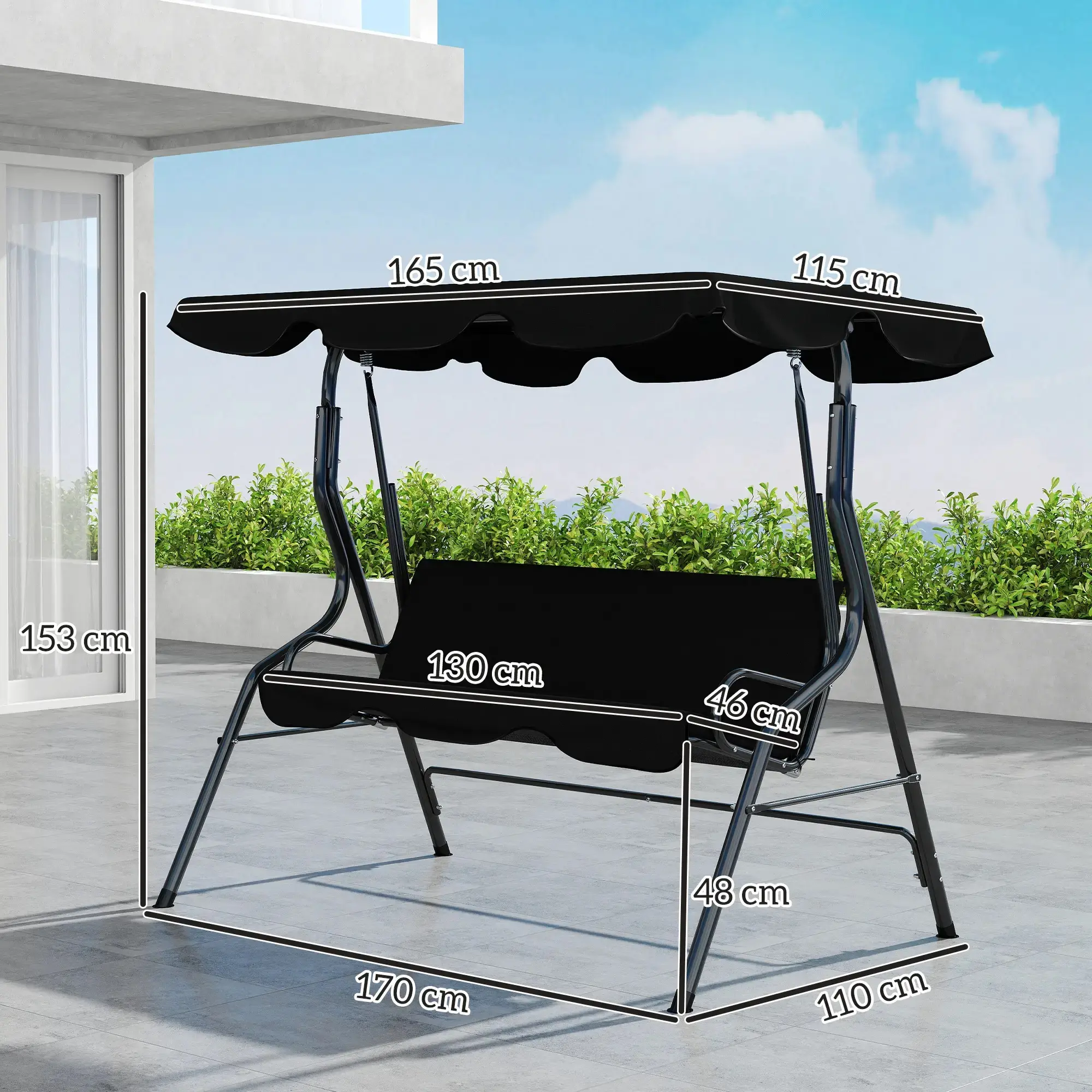 Садовые качели Outsunny 84A-118V01BK (Black)