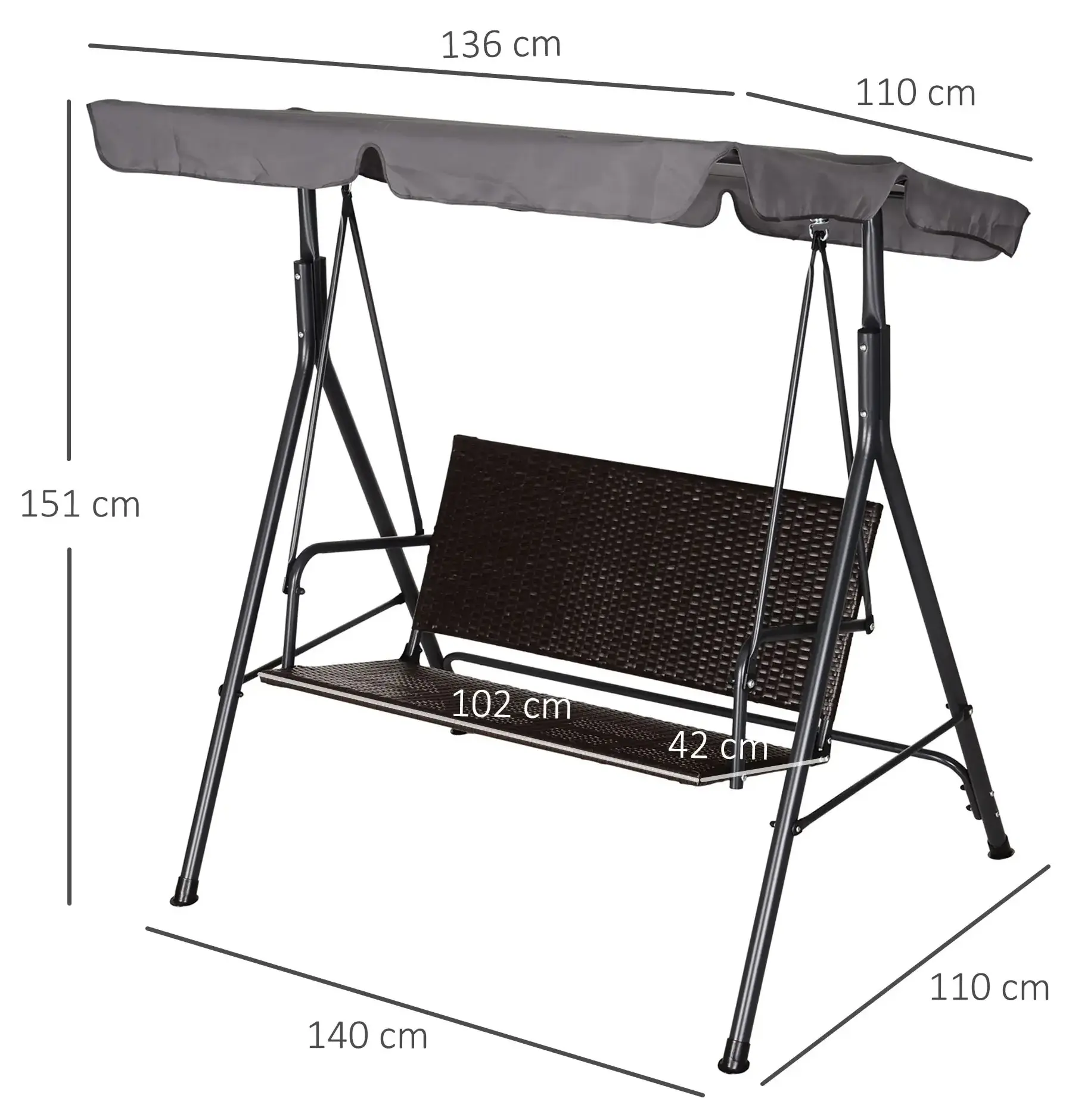Садовые качели Outsunny 84A-138 (Brown/Grey) - 6