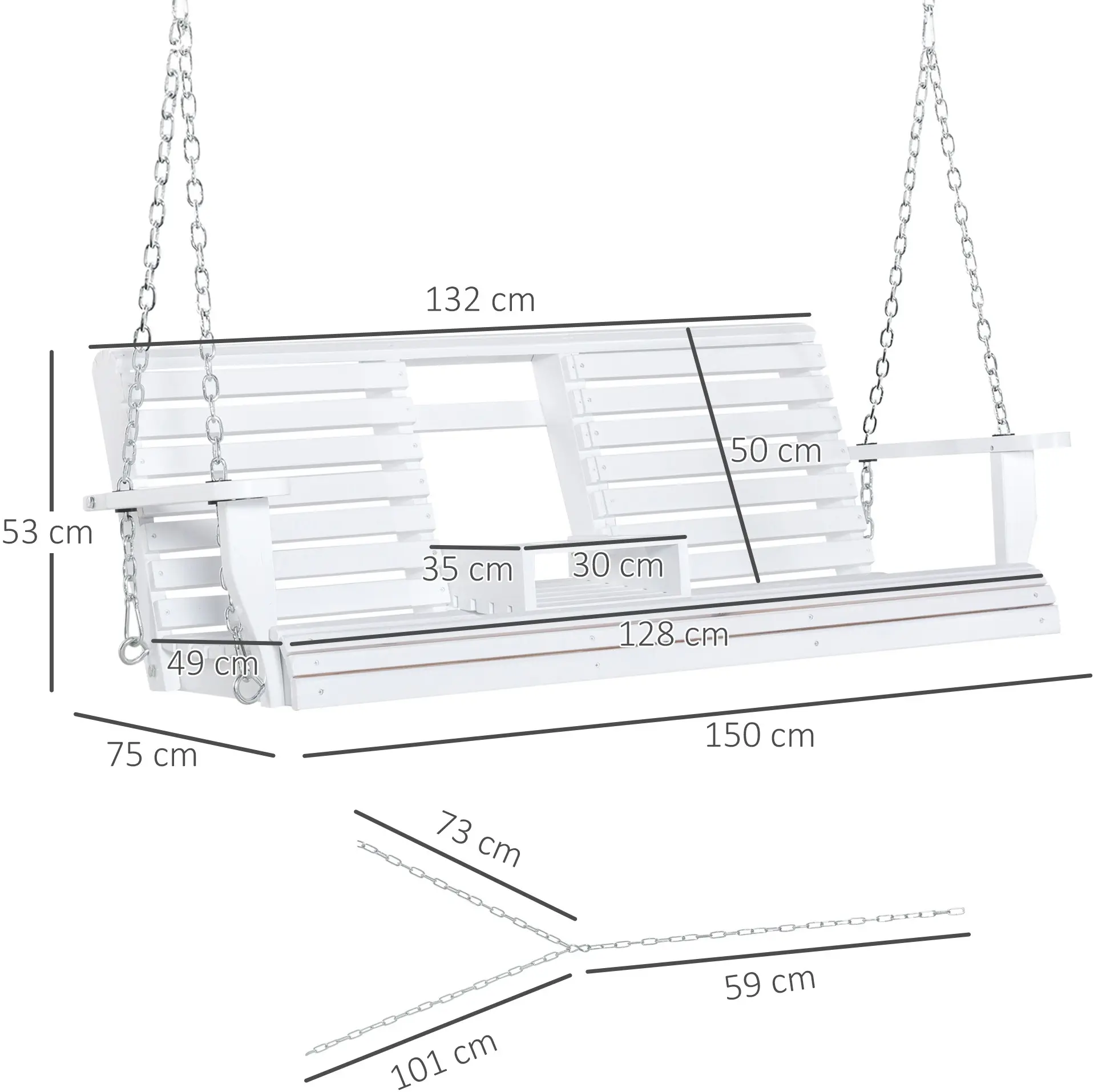 Садовые качели Outsunny 84A-147WT (White) - 8