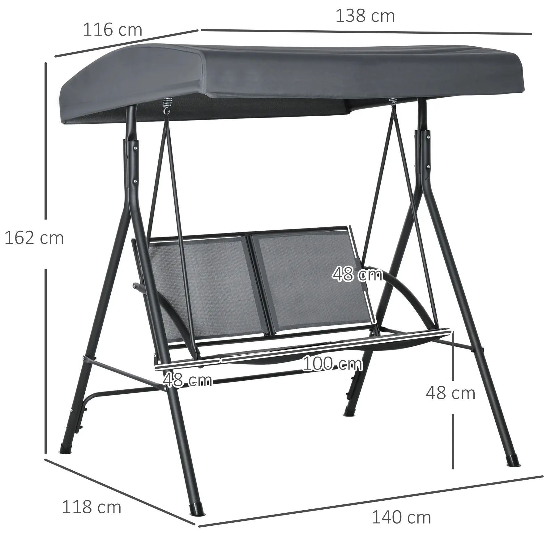 Садовые качели Outsunny 84A-233CG (Grey) - 3