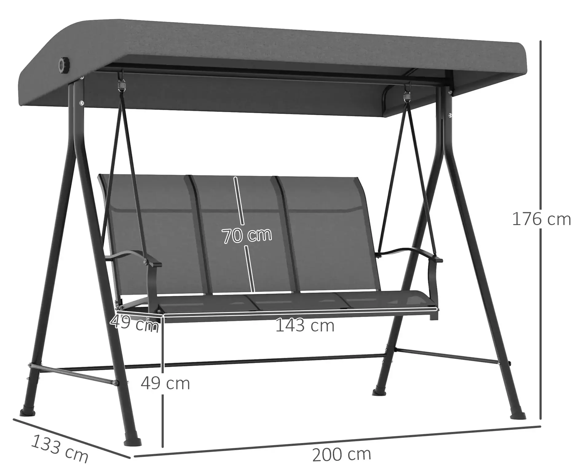 Садовые качели Outsunny 84A-255 (Dark Grey) - 8