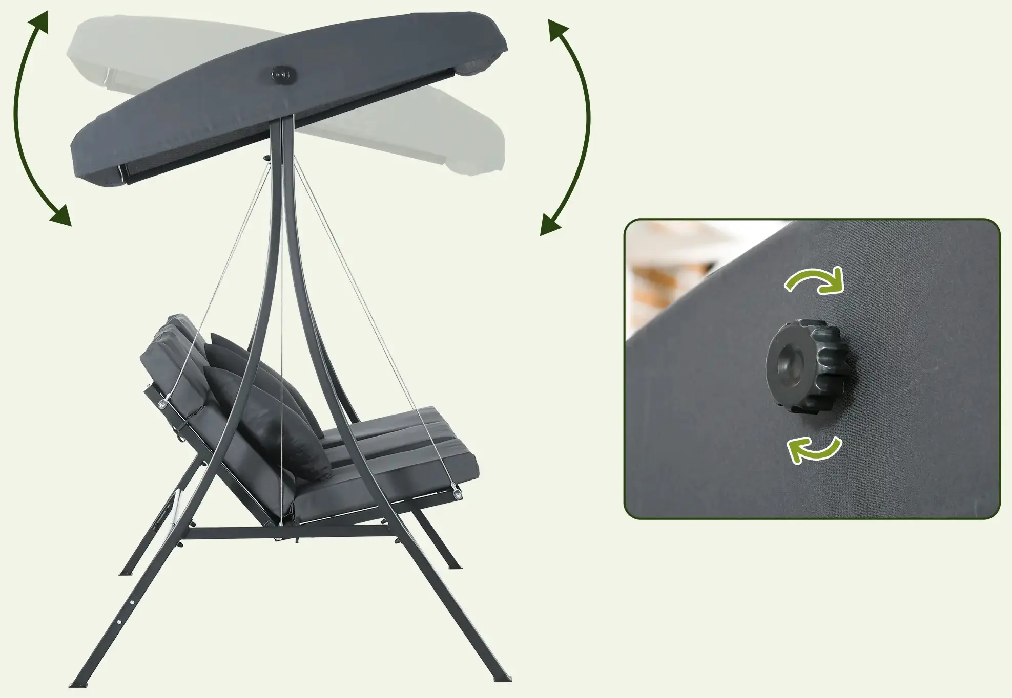 Leagan de gradina Outsunny 84A-269V00CG (Dark Grey) - 5