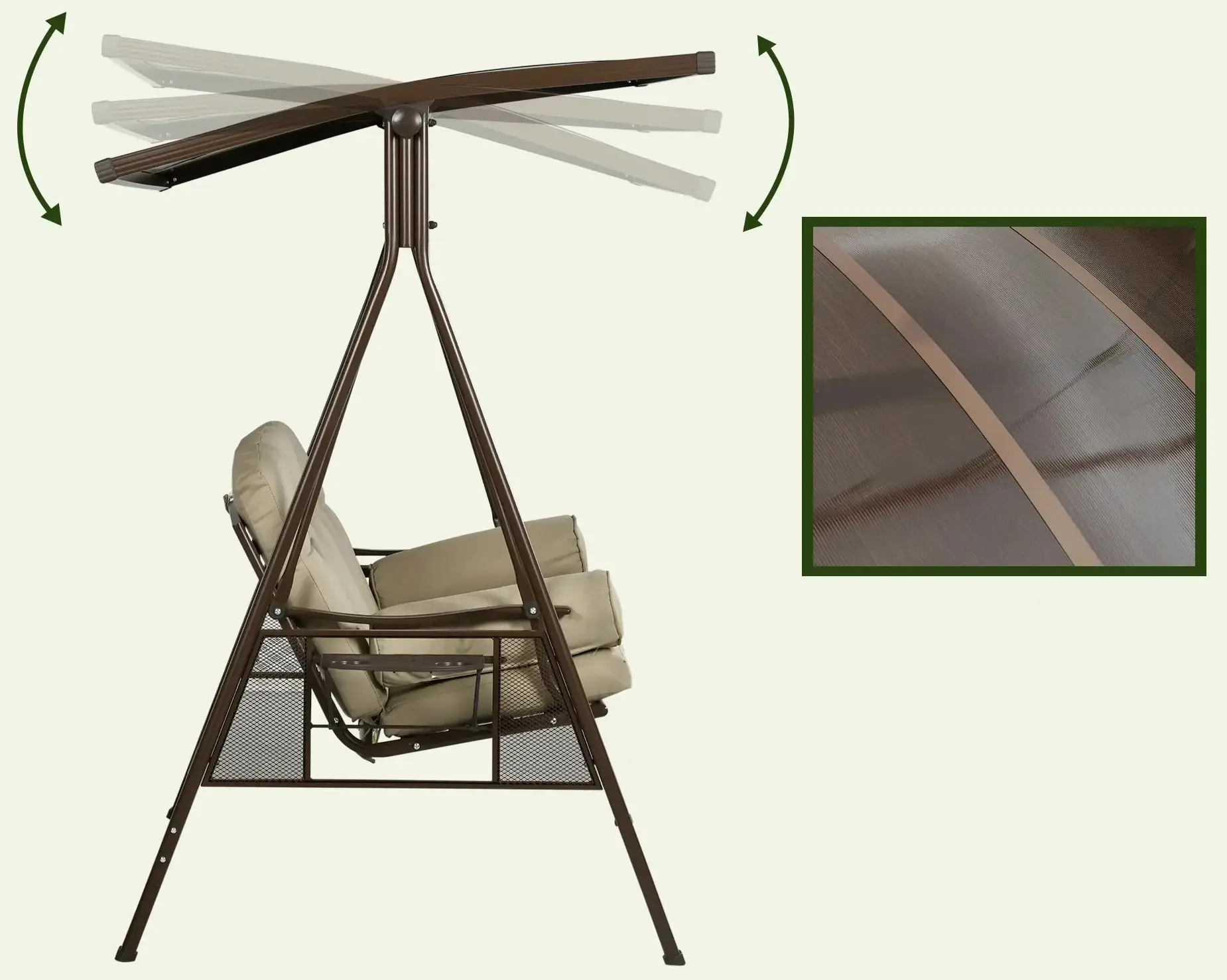 Leagan de gradina Outsunny 84A-270V00KK (Khaki/Brown) - 4