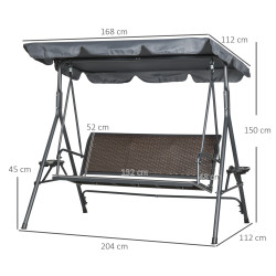 Leagan de gradina Outsunny 84A-277V00CG (Dark Brown/Grey) Thumb