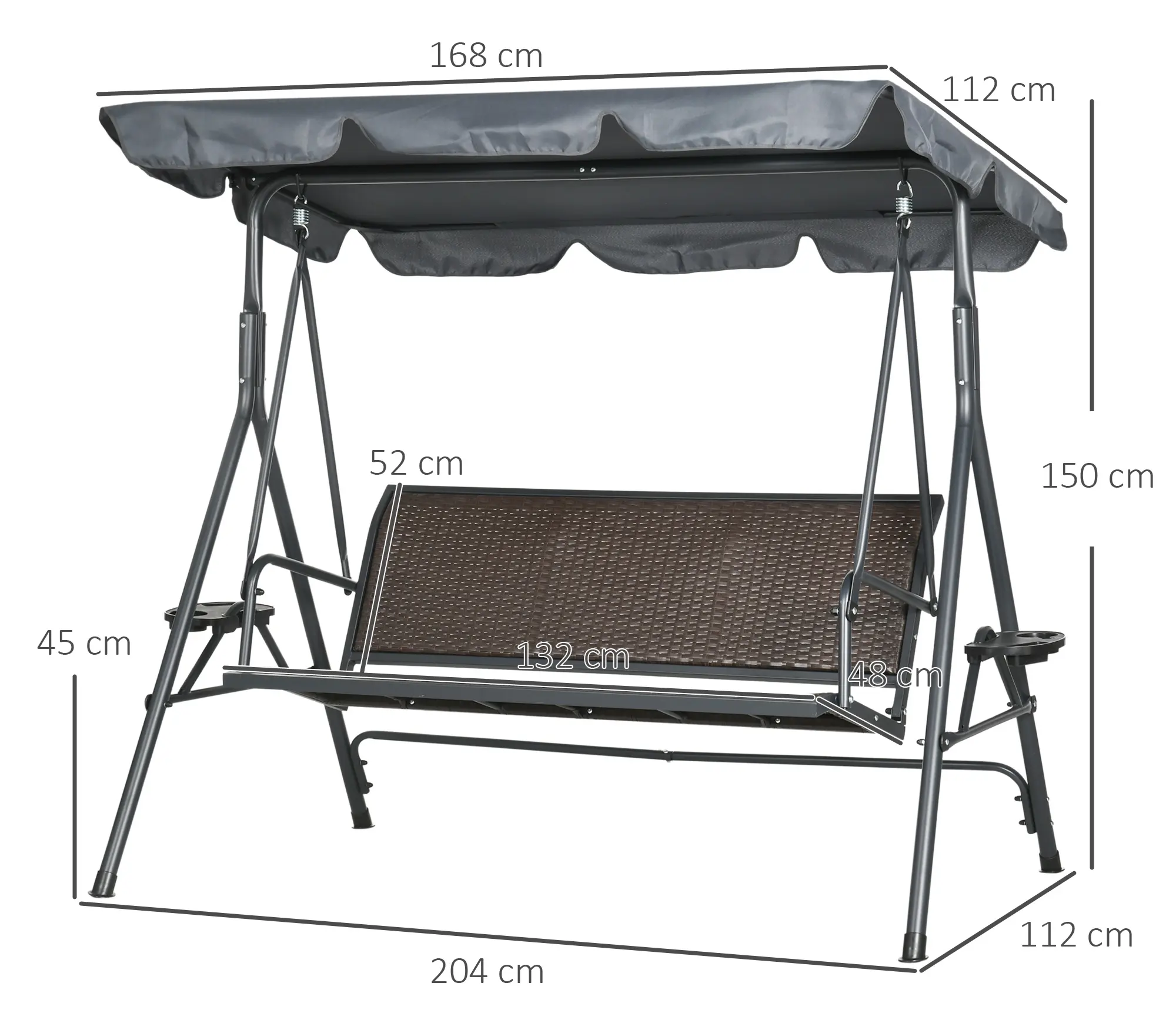 Leagan de gradina Outsunny 84A-277V00CG (Dark Brown/Grey) - 4