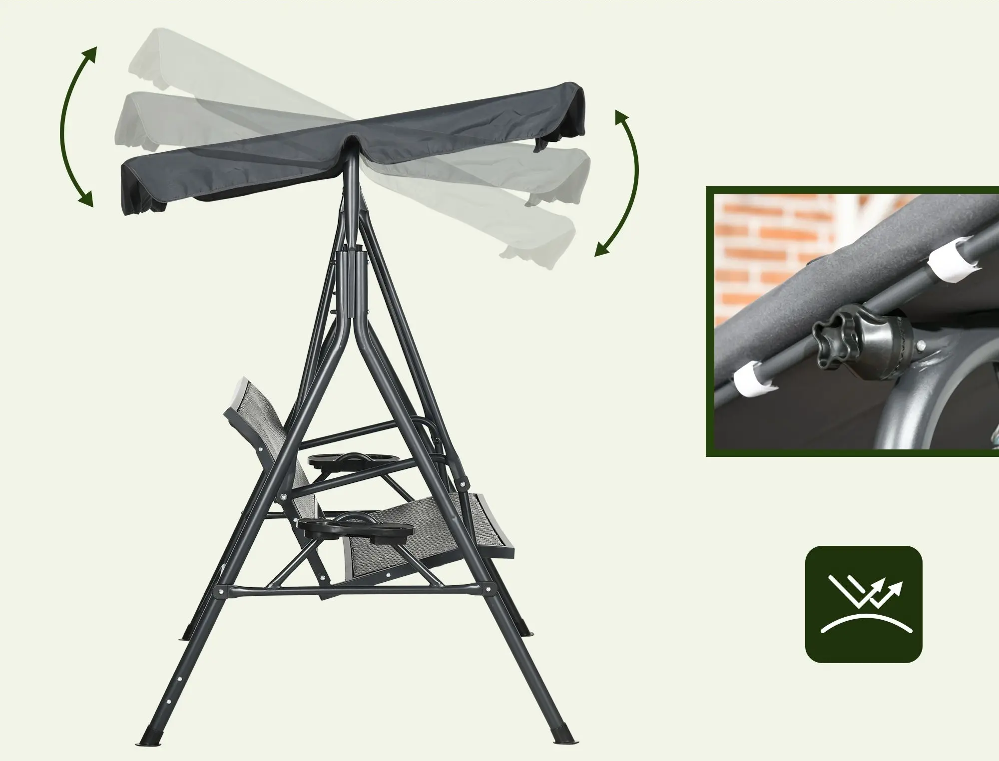 Leagan de gradina Outsunny 84A-277V00CG (Dark Brown/Grey) - 5