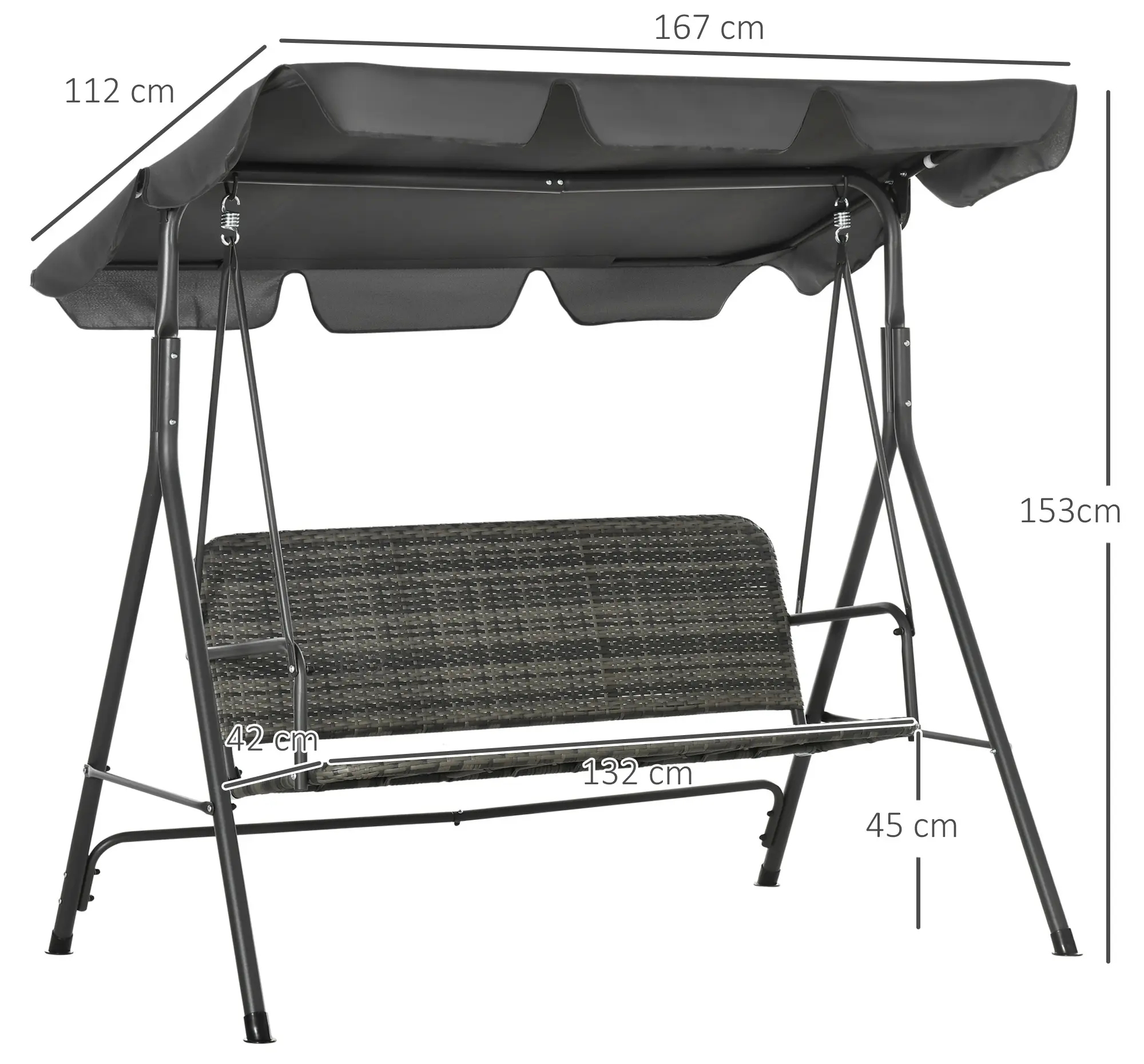 Садовые качели Outsunny 867-148V00GG (Dark Grey) - 4