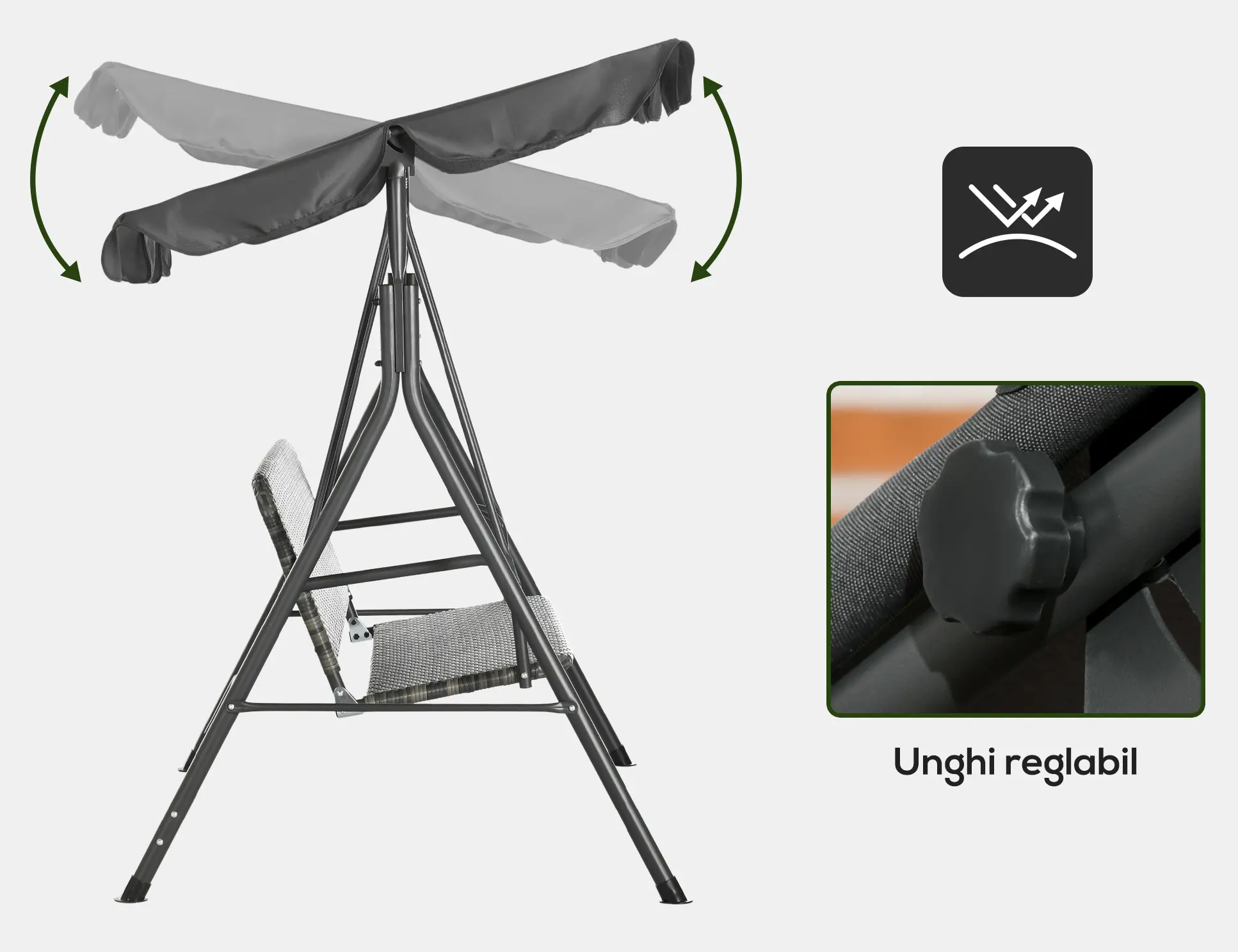 Садовые качели Outsunny 867-148V00GG (Dark Grey) - 5