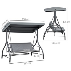Скамья-качели с тентом Outsunny 84A-031V01CG (Grey) Thumb