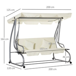Scaun balansoar cu tent Outsunny 84A-051BG (Beige) Thumb