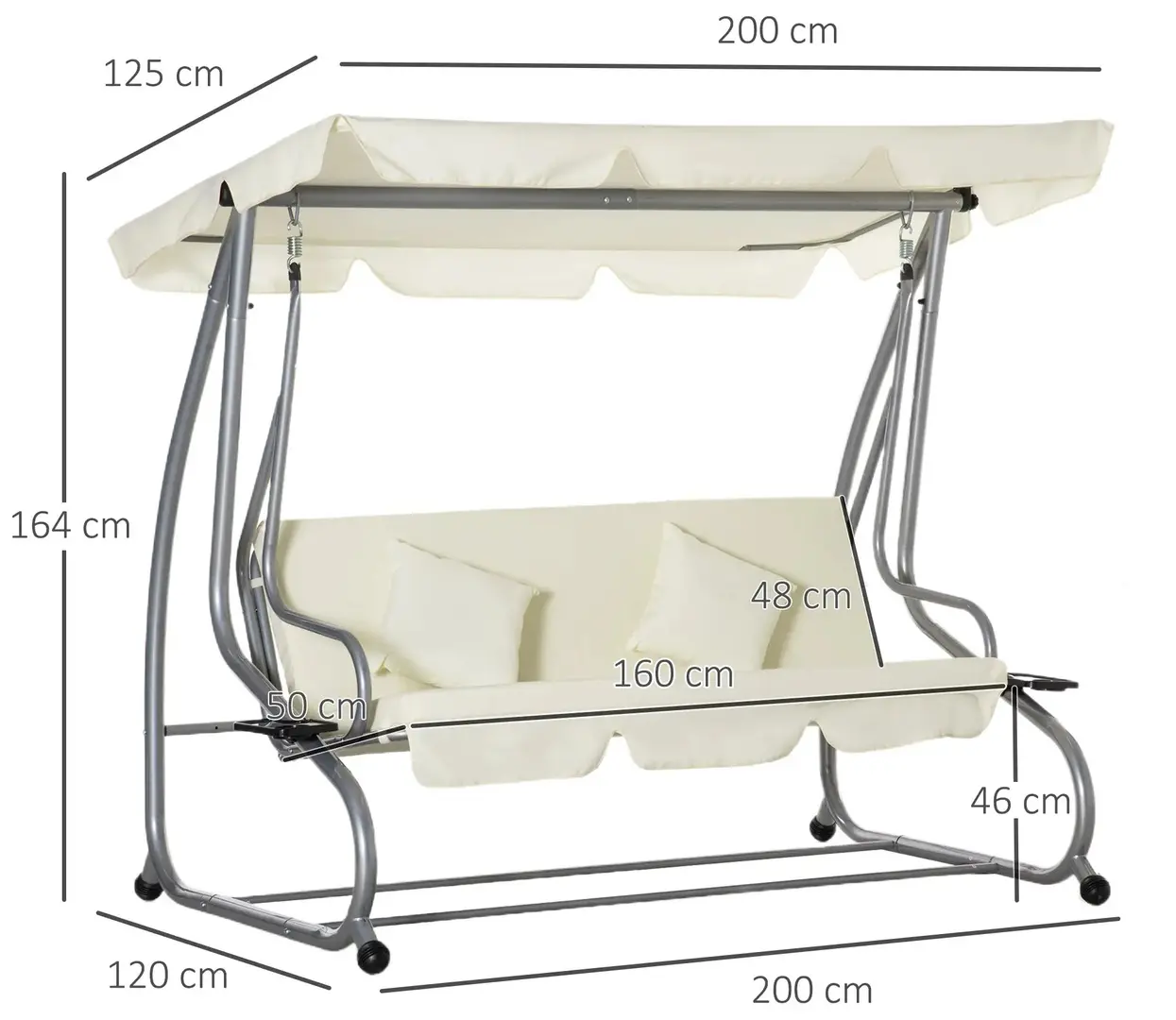 Scaun balansoar cu tent Outsunny 84A-051BG (Beige)