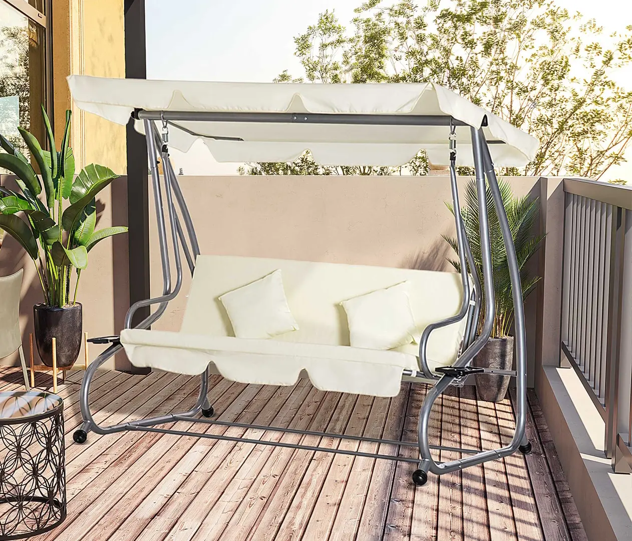 Scaun balansoar cu tent Outsunny 84A-051BG (Beige)