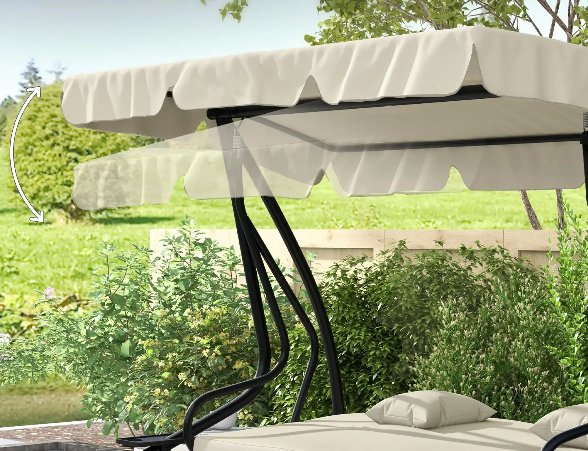 Scaun balansoar cu tent Outsunny 84A-051V01CW (Cream)