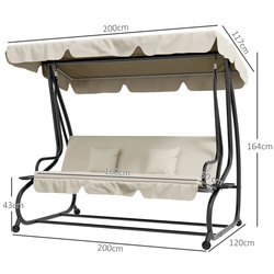 Scaun balansoar cu tent Outsunny 84A-051V01CW (Cream) Thumb