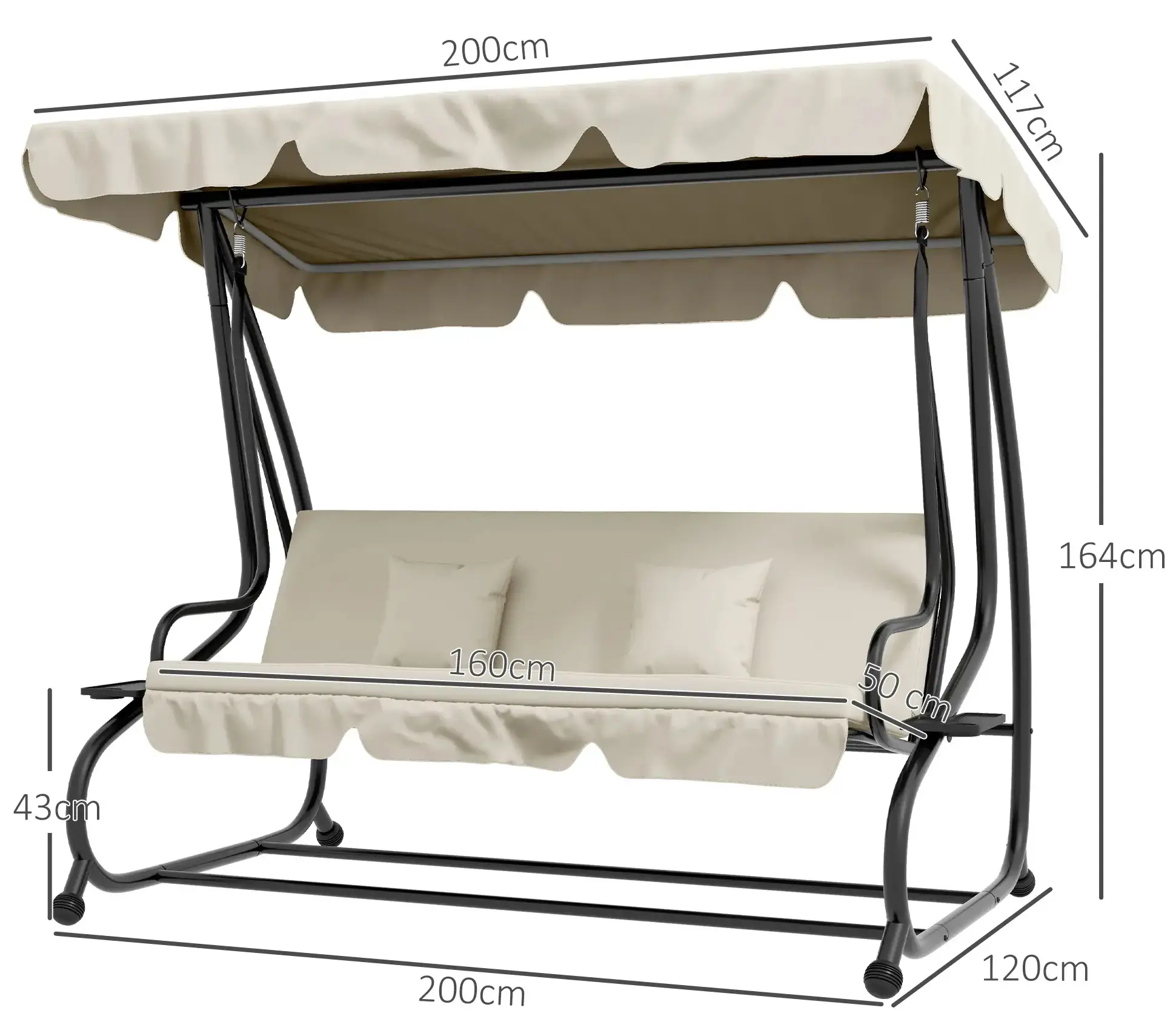 Scaun balansoar cu tent Outsunny 84A-051V01CW (Cream)