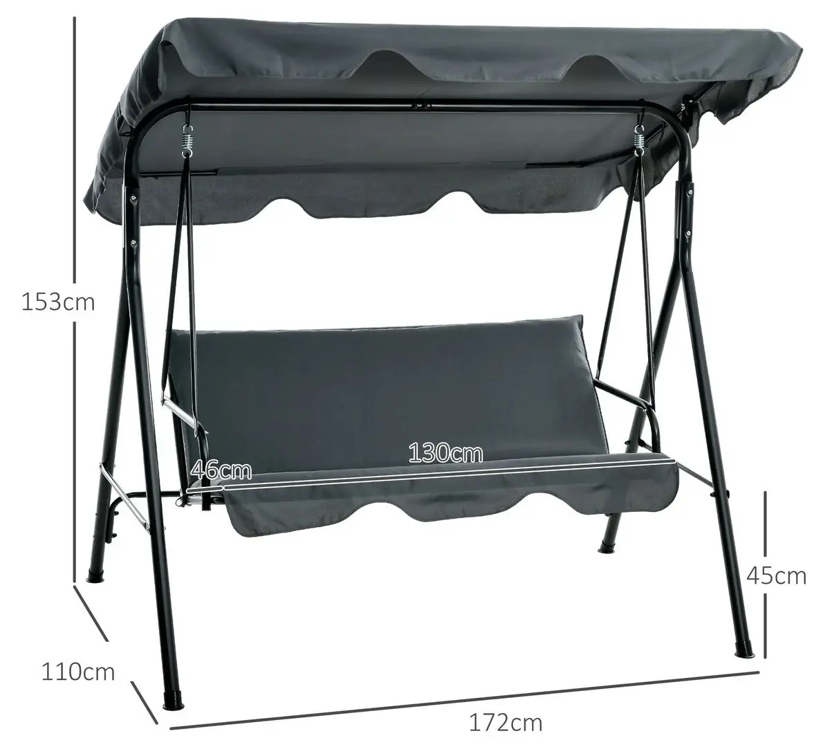 Скамья-качели с тентом Outsunny 84A-054V04GY (Grey) - 5