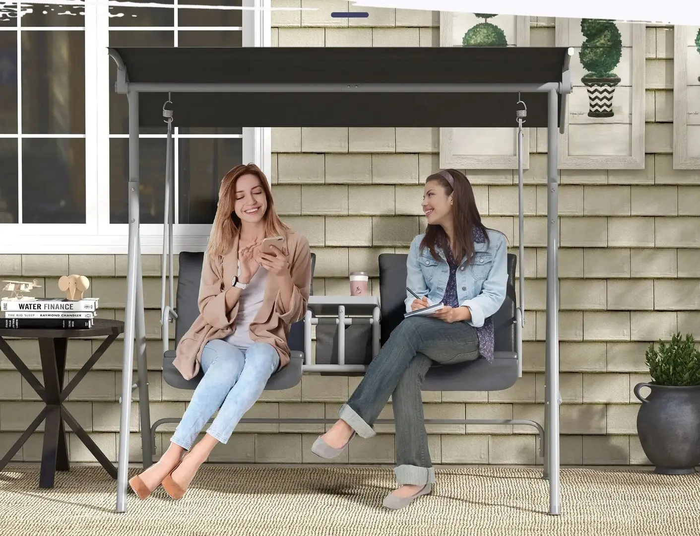 Scaun balansoar cu tent Outsunny 84A-057V01GY (Grey) - 5