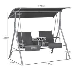 Scaun balansoar cu tent Outsunny 84A-057V01GY (Grey) Thumb