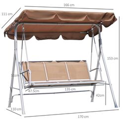 Скамья-качели с тентом Outsunny 84A-059BN (Brown) Thumb