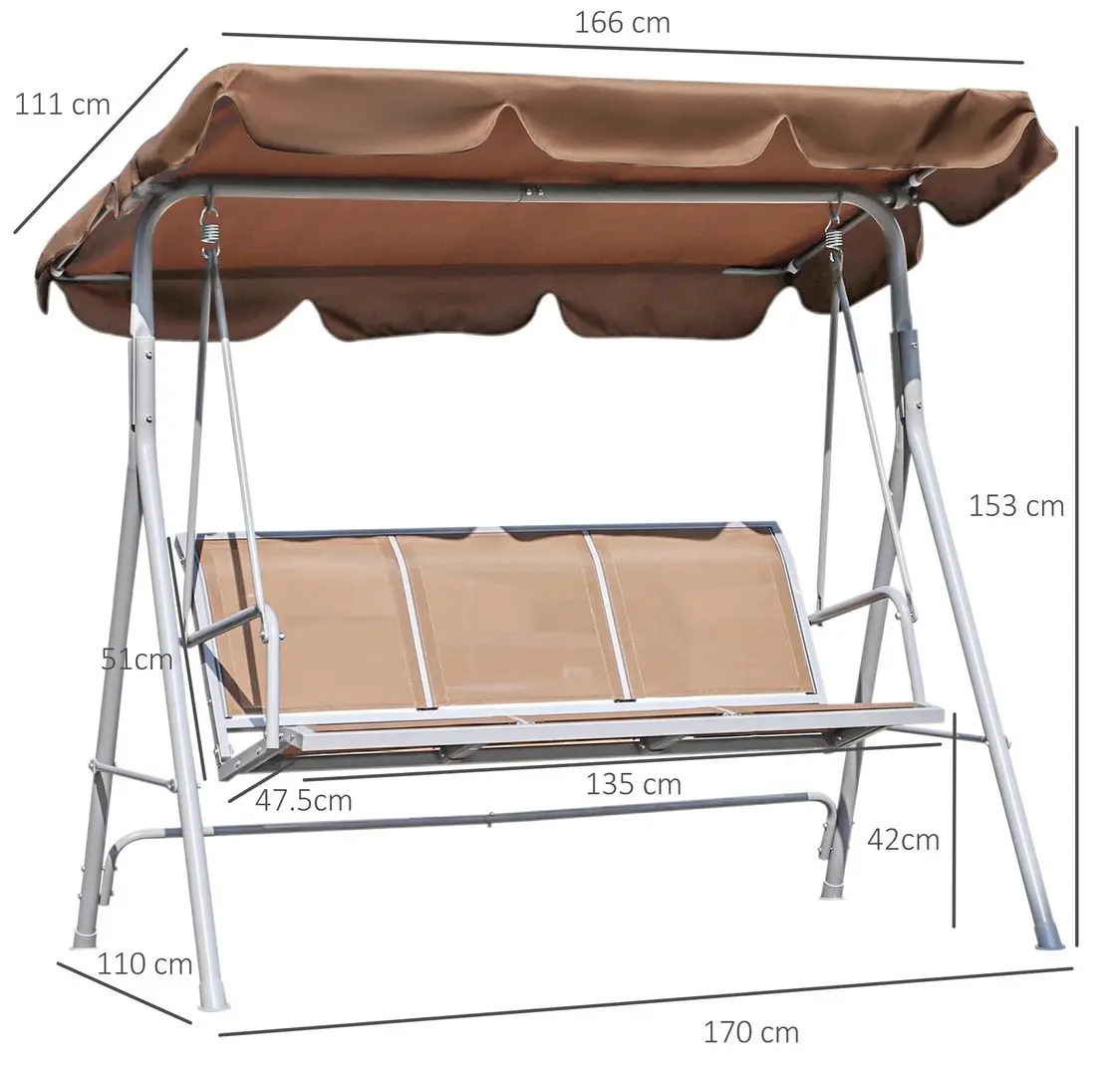 Скамья-качели с тентом Outsunny 84A-059BN (Brown) - 8