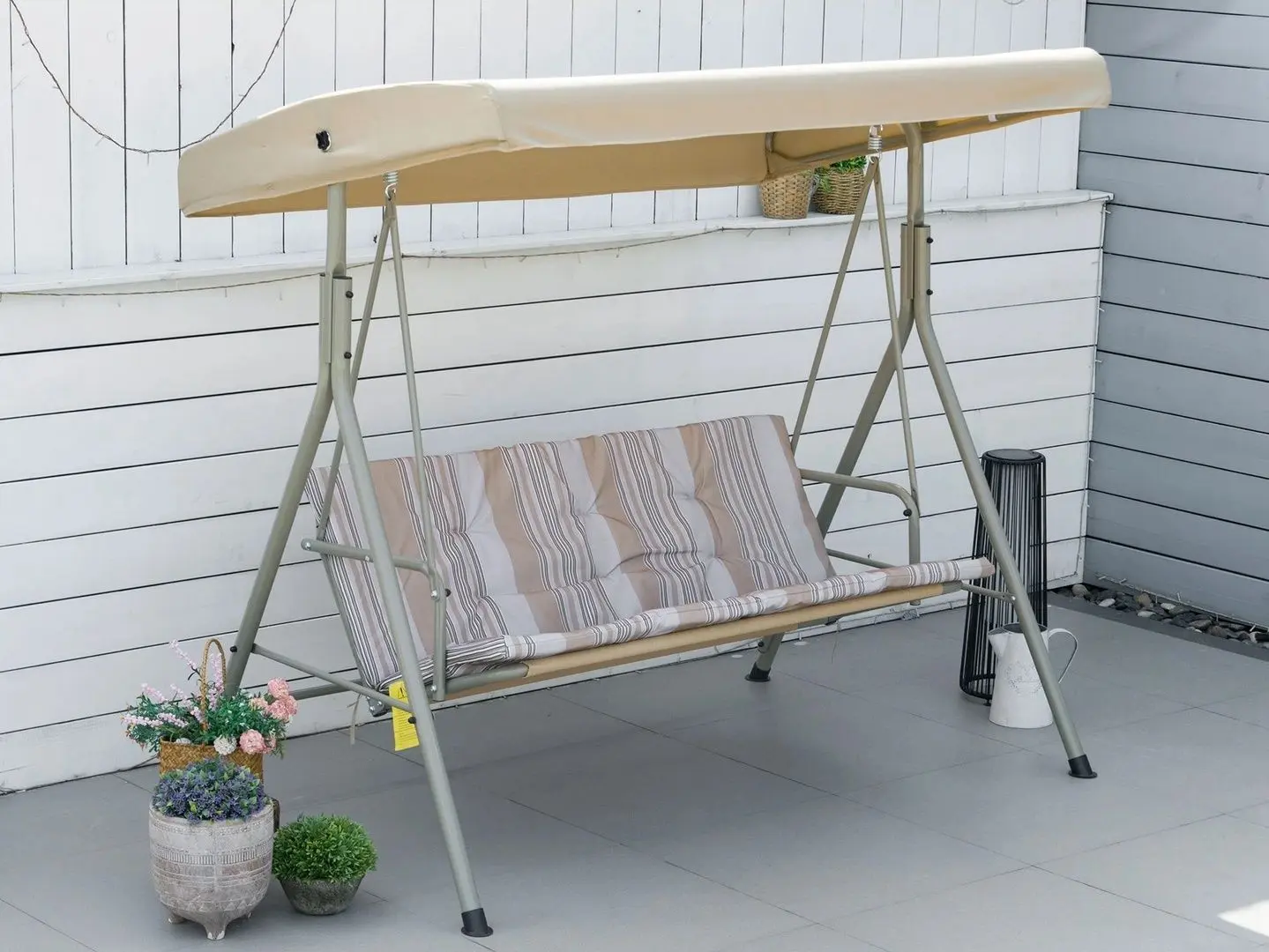 Скамья-качели с тентом Outsunny 84A-101V01LR (Brown/Beige)