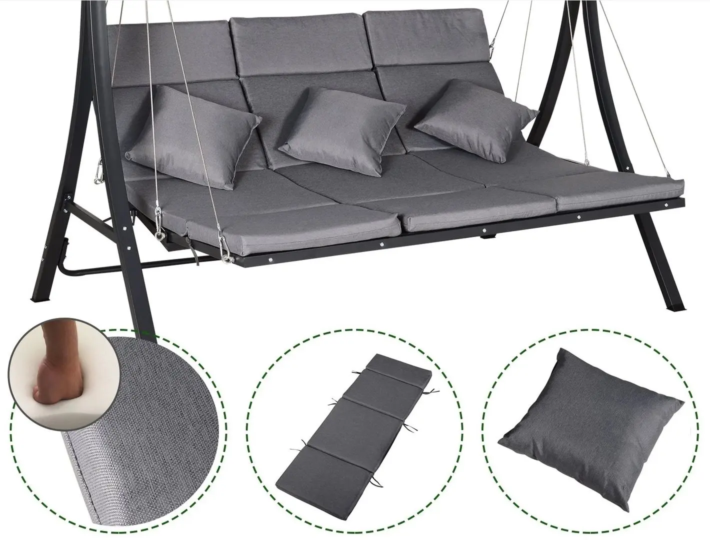 Scaun balansoar cu tent Outsunny 84A-139 (Grey)