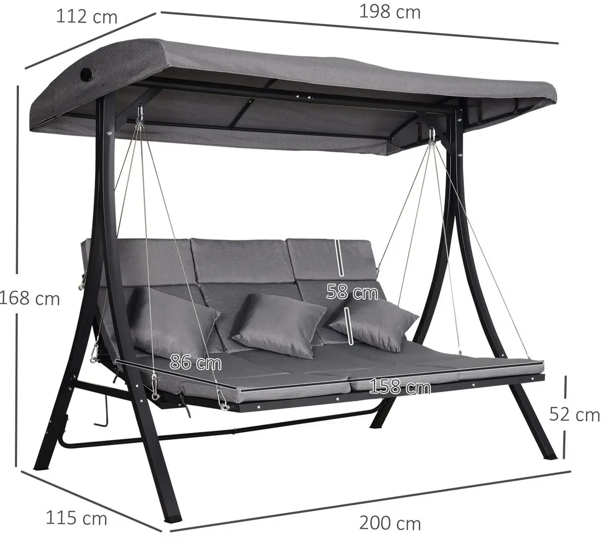 Scaun balansoar cu tent Outsunny 84A-139 (Grey)