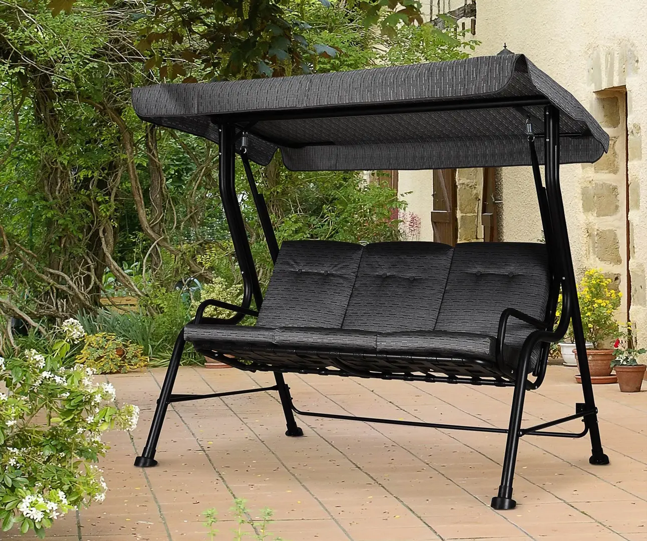 Scaun balansoar cu tent Outsunny 84A-140BK (Black)