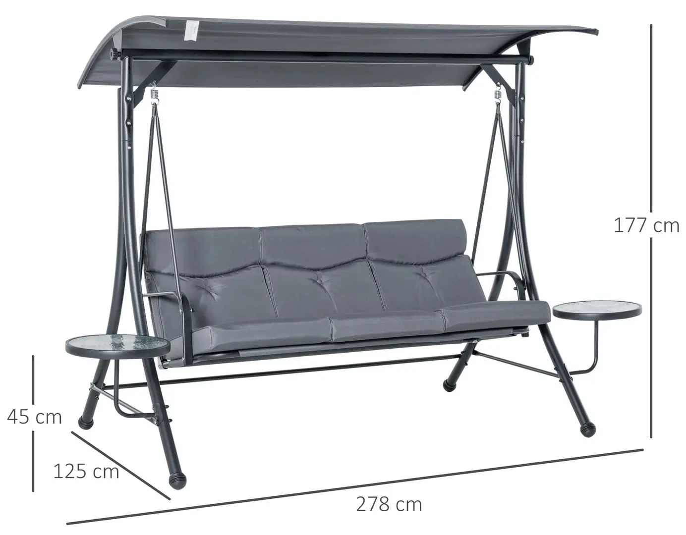 Scaun balansoar Outsunny 84A-162 (Grey/Black) - 8